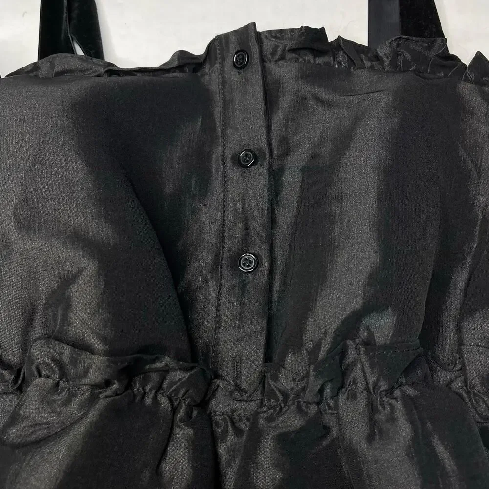 The Shirt Rochelle Behrens Veronica Taffeta Babydoll Dress size M Black - Picture 6 of 11